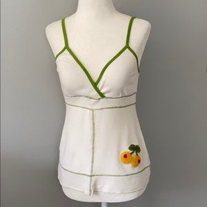 Cherry applique ribbed tank top